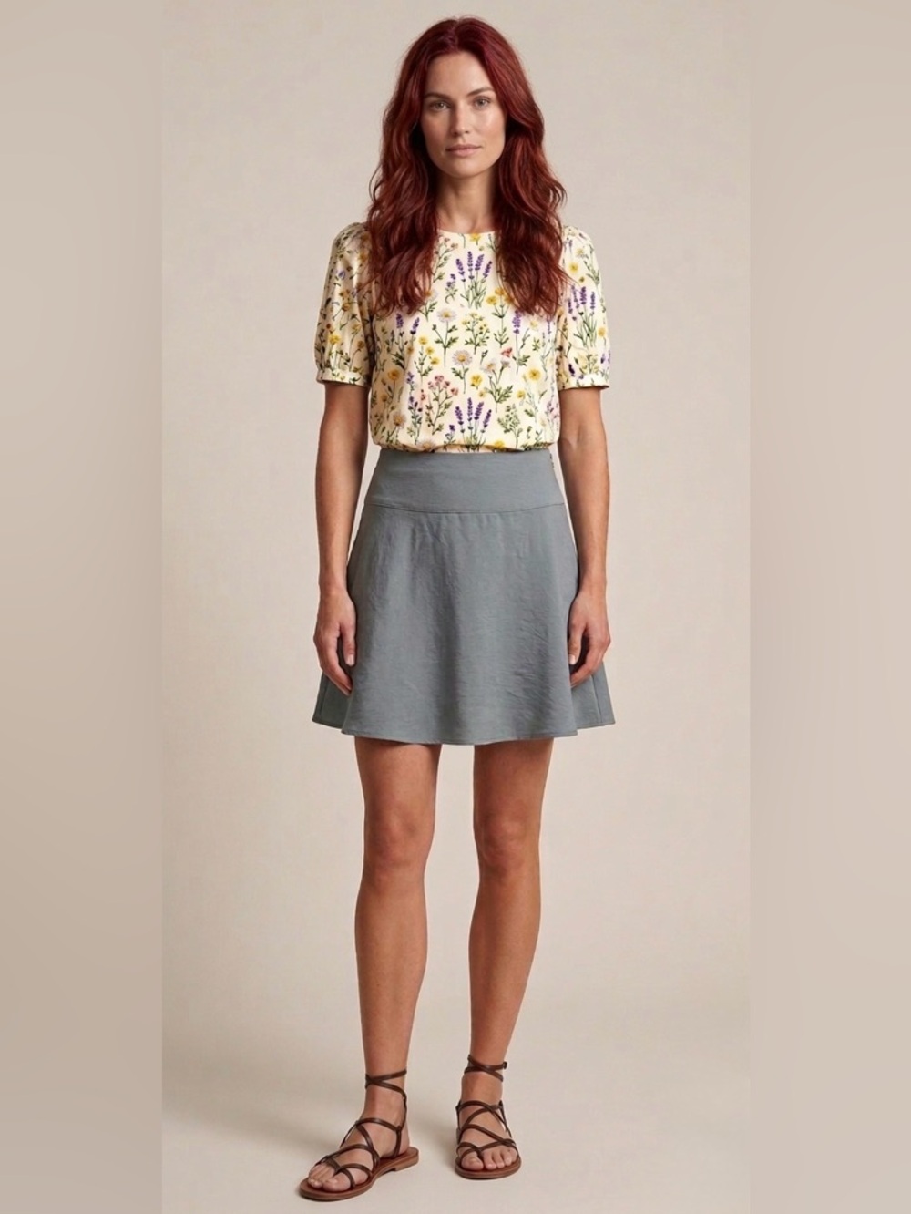 Sarah Pacini Skater A Line Skirt Lightweight Fit Flare Minimalist Wide Waist Zip